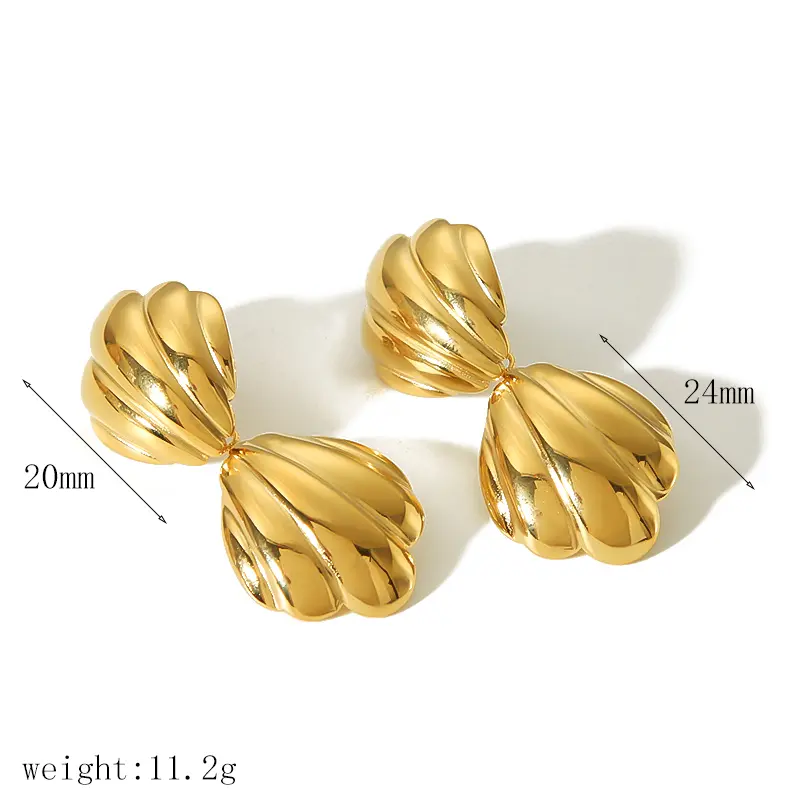 1 par de pendientes de botón de acero inoxidable chapados en oro de 18 quilates con forma de concha de estilo sencillo e informal para mujer h5 Imagen2